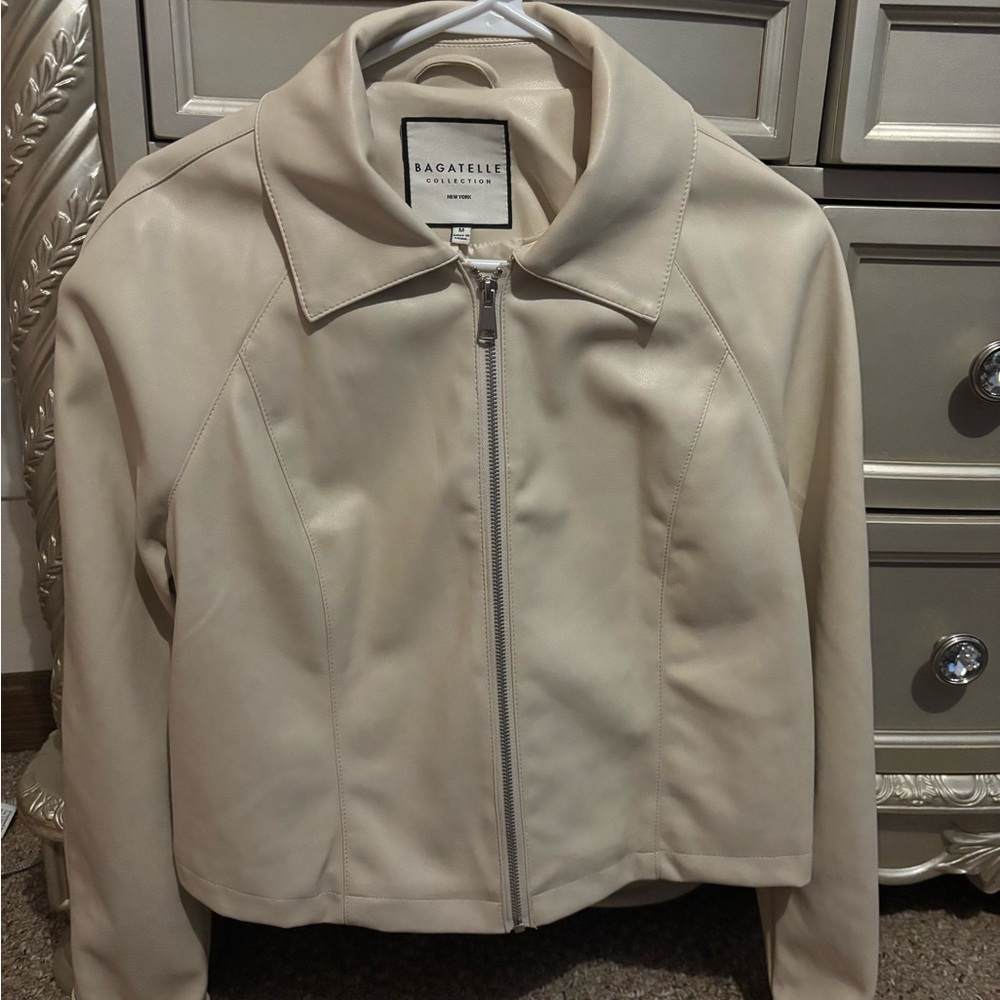 Bagatelle Women's Beige Leather Jacket